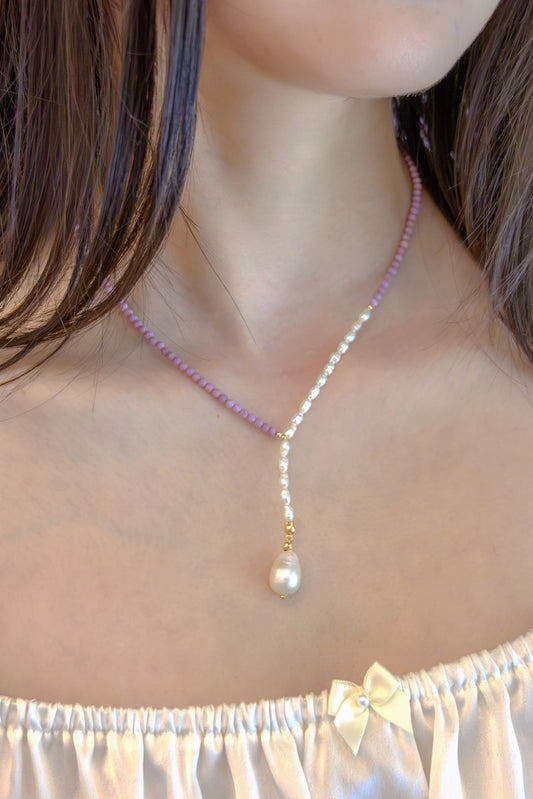 Allium Phosphosiderite Baroque Pearl Drop Necklace