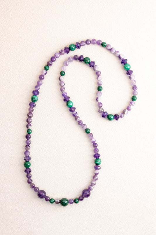 Amethyst Labyrinth 2in1 Bracelet/Necklace | Malachite(A) Dogtooth Amethyst(A)