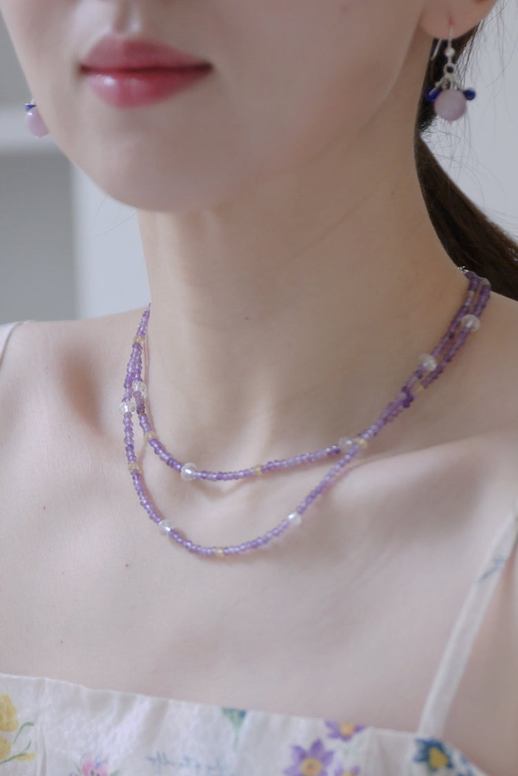 Basic1.0 | Amethyst Rock Crystal Citrine Necklace