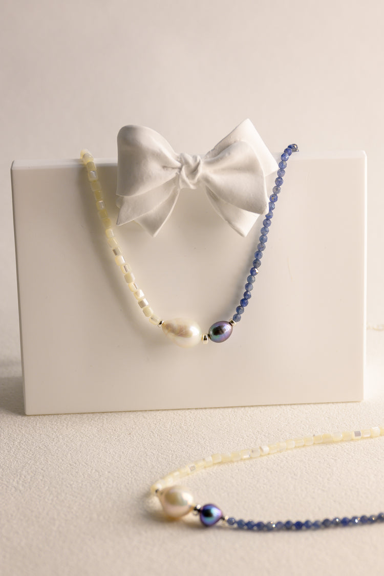 Aqua Mirage Baroque Pearl Drop Necklace | Sapphire (Sri Lanka) (AAA)