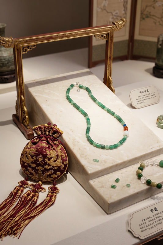 Aventurine Spring Halo Necklace | Green Aventurine (A) Kyanite (AA) Red Amber (A)