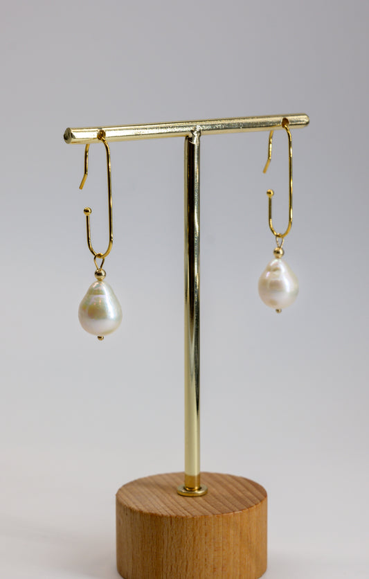 Baroque Pearl Drop Earrings Gold