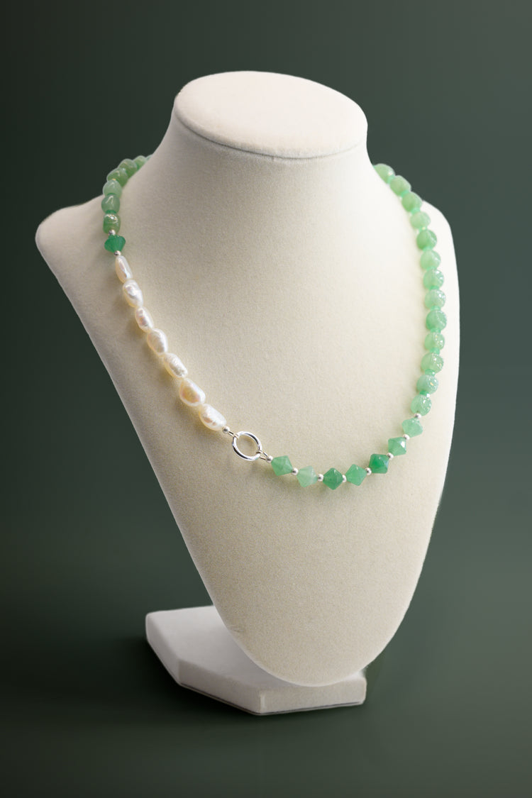 Blossom Canopy Necklace Green Aventurine Freshwater Pearl