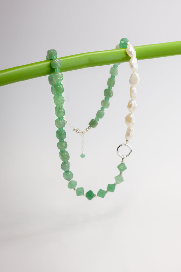 Blossom Canopy Necklace Green Aventurine Freshwater Pearl