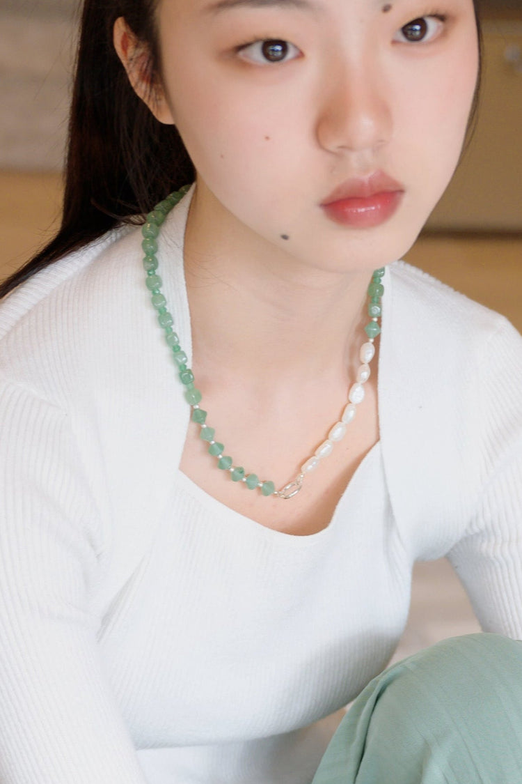Blossom Canopy Necklace Green Aventurine Freshwater Pearl