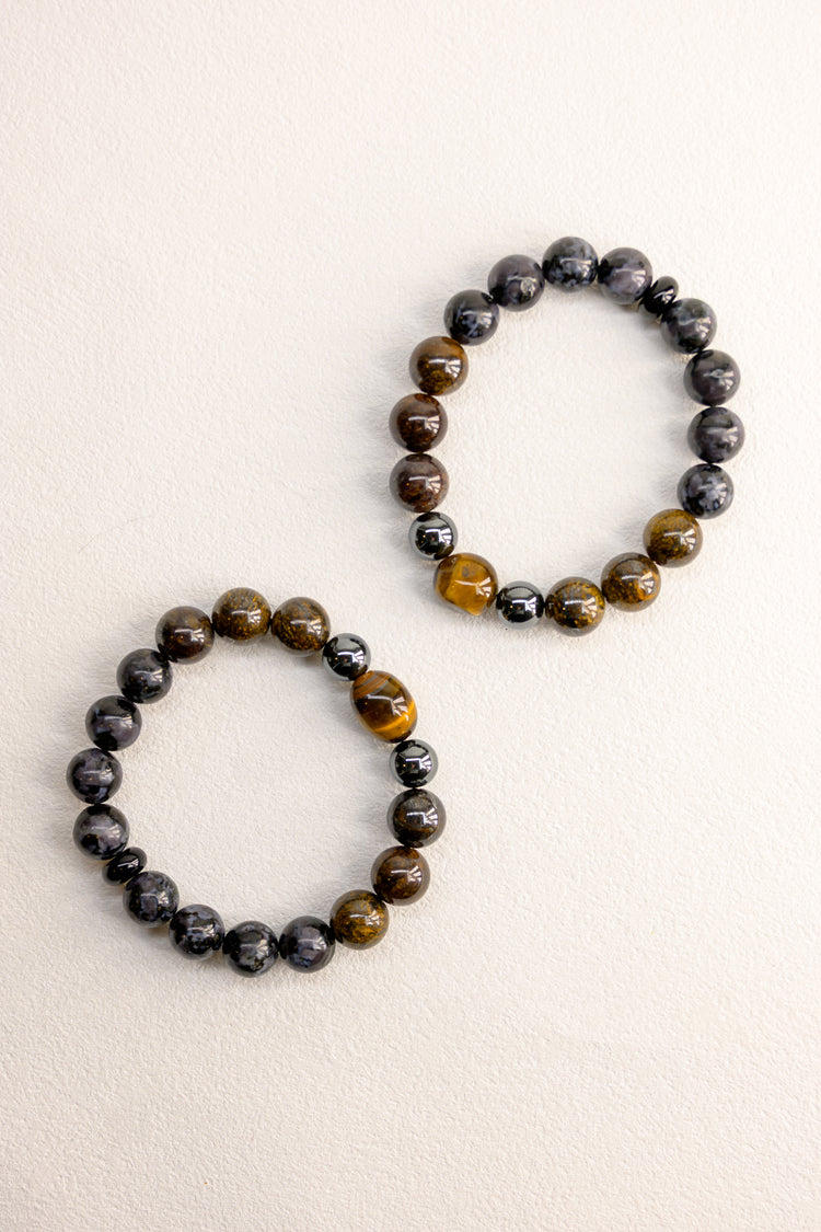 Golden Ambition Man Bracelet | Bronzite Indigo Gabbro Tiger's Eye Onyx Hematite