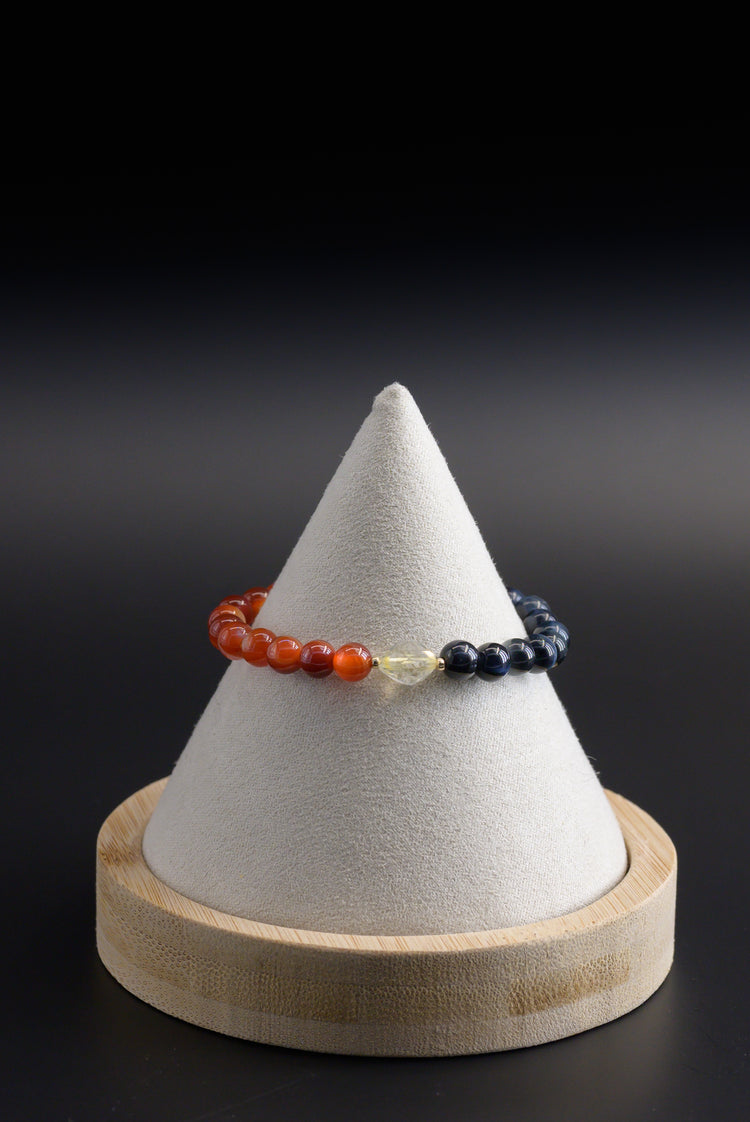 Cabernet Sparkle Blue Tiger Eye Carnelian Bracelet