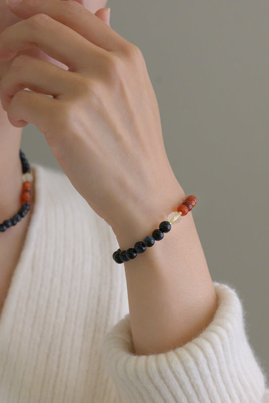 Cabernet Sparkle Blue Tiger Eye Carnelian Bracelet