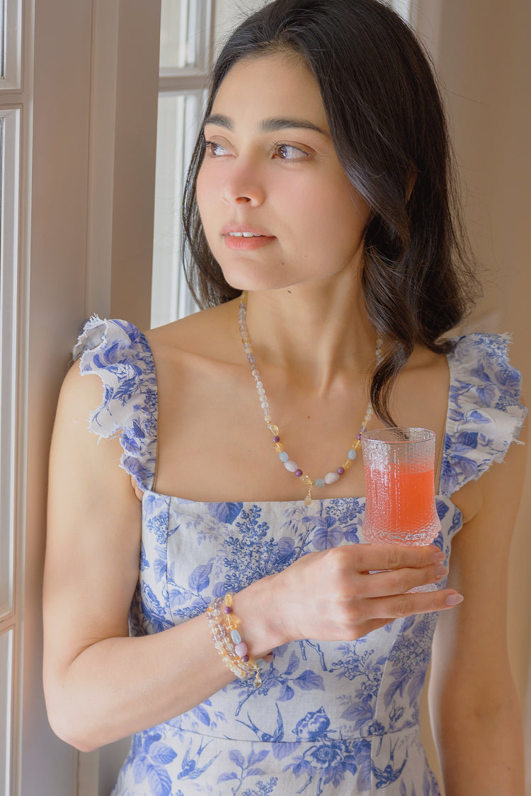 Bubbly Breeze 2in1 Bracelet/Necklace | Ametrine Kunzite Aquamarine Citrine