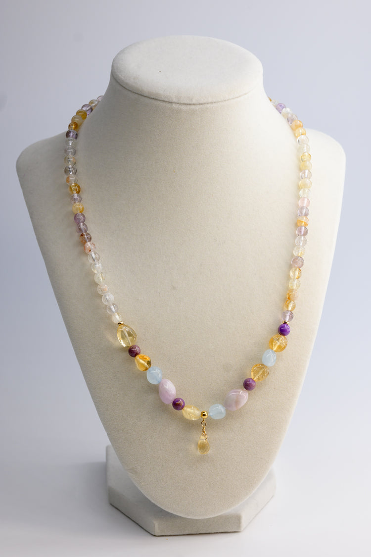 Bubbly Breeze 2in1 Bracelet/Necklace | Ametrine Kunzite Aquamarine Citrine