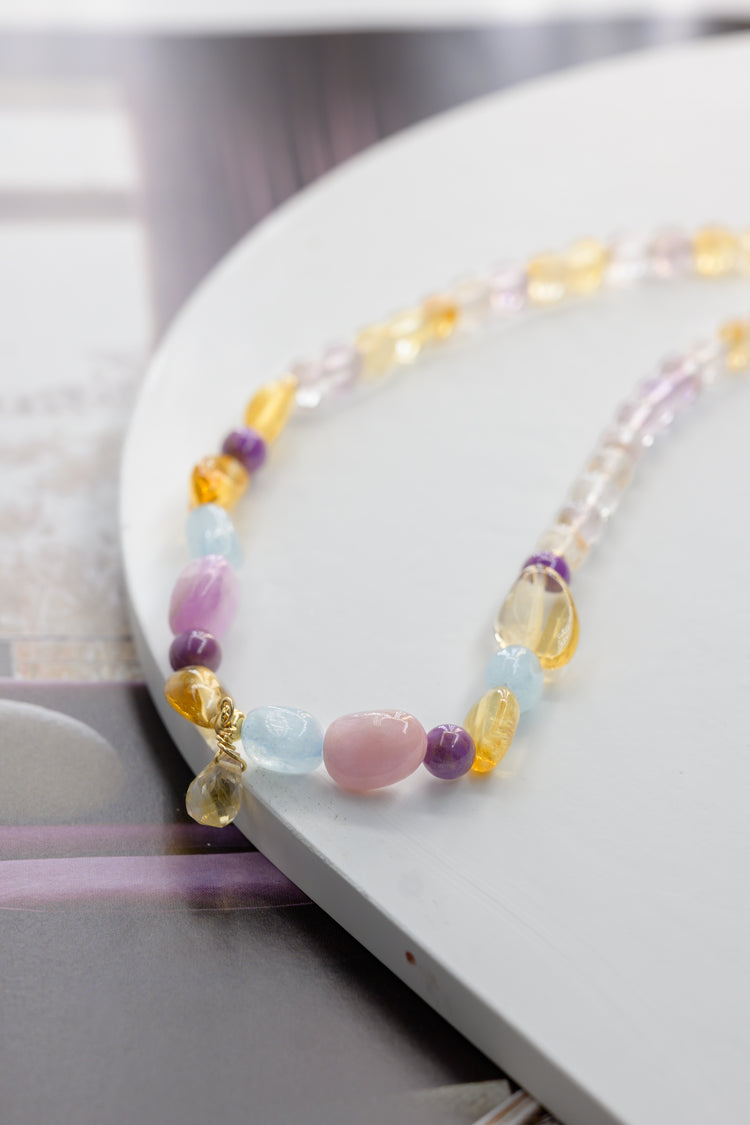 Bubbly Breeze 2in1 Bracelet/Necklace | Ametrine Kunzite Aquamarine Citrine
