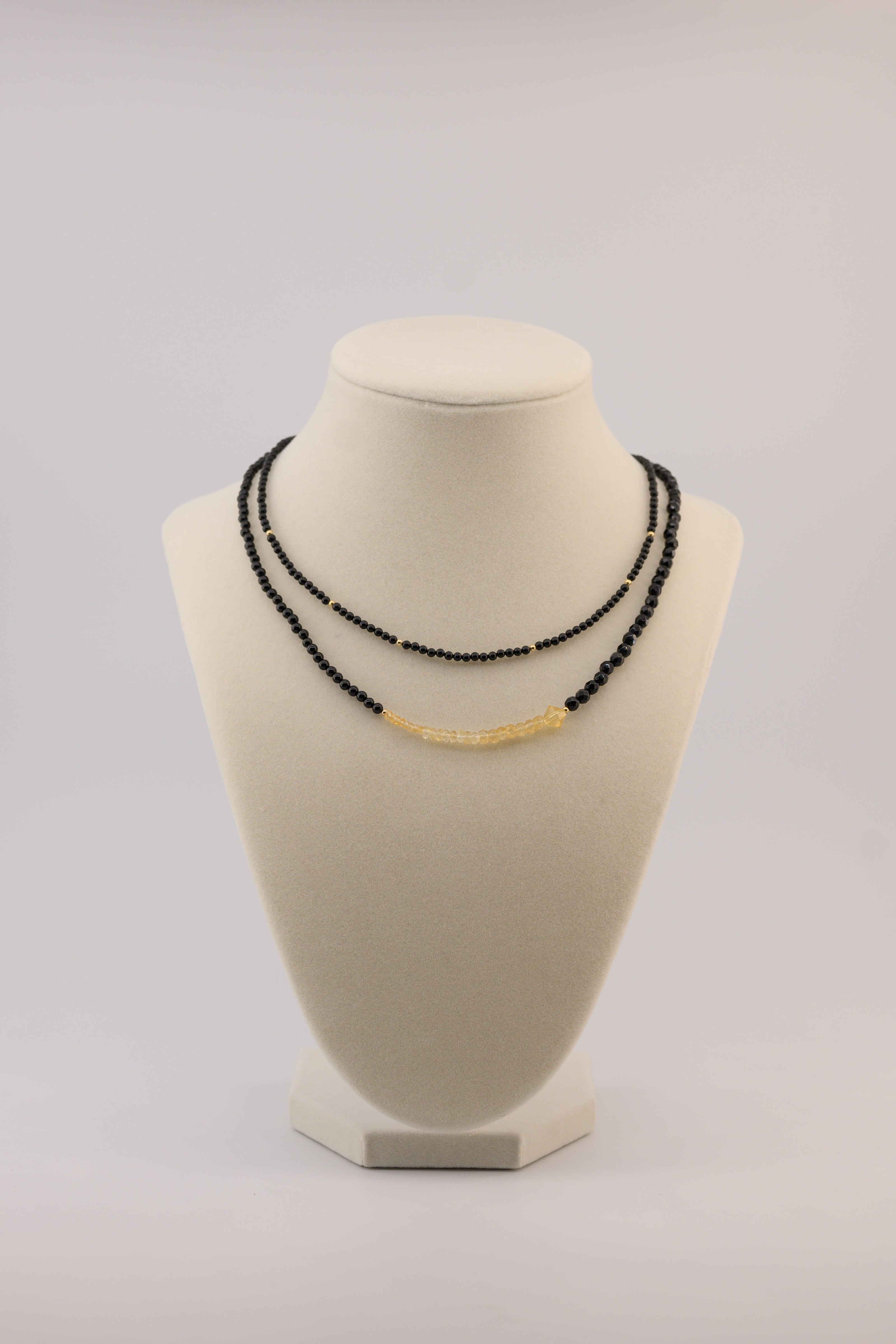 Comet's Tail (make A Wish) Citrine Onyx Double Lines Necklace