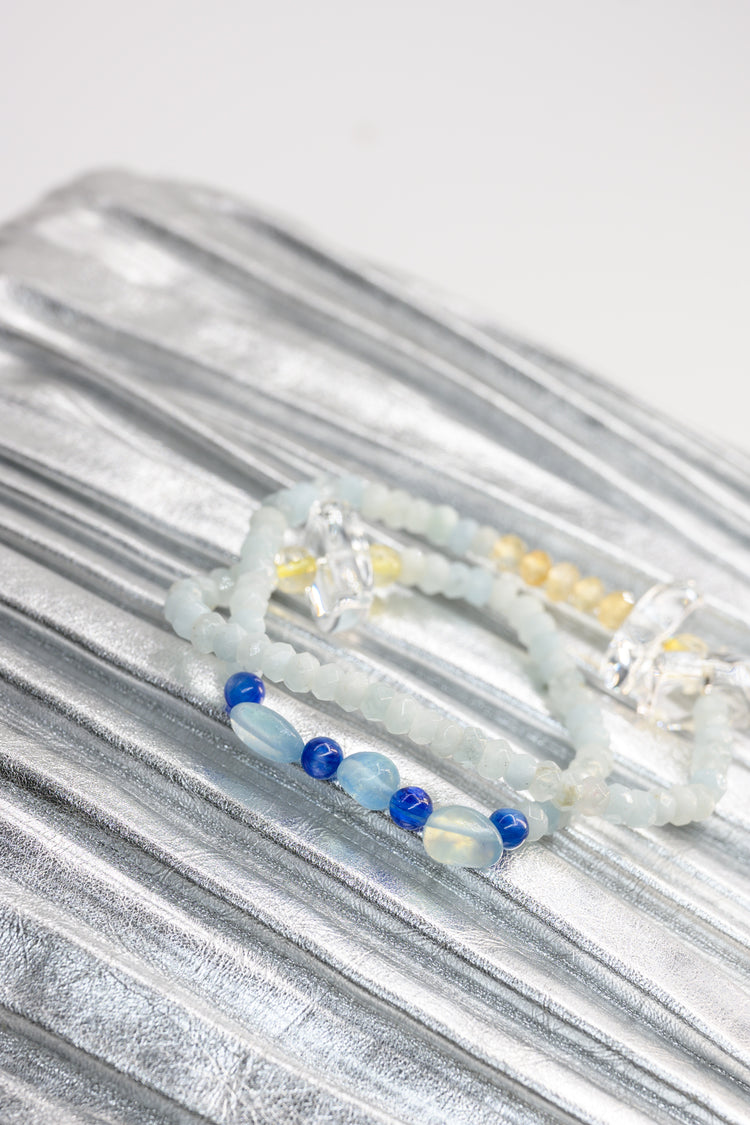 Visionary Spark Double-lined Bracelet | Aquamarine Kyanite(AA) Citrine Rock Crystal Quartz