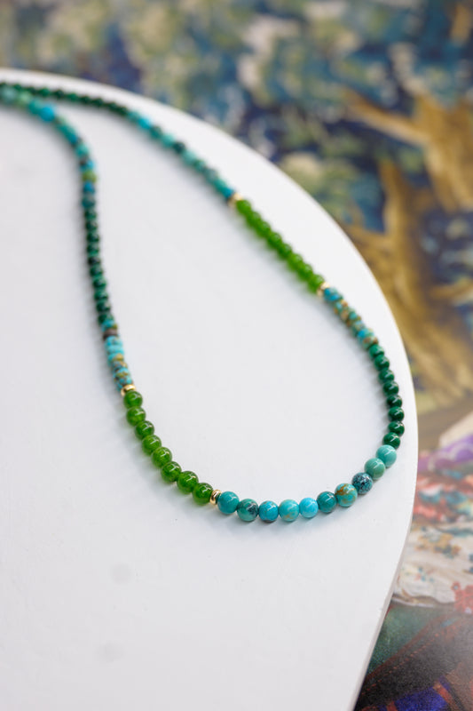 Green Horizon Necklace | Hubei Turquoise (A) Malachite Canada B.C. Jade(AA)