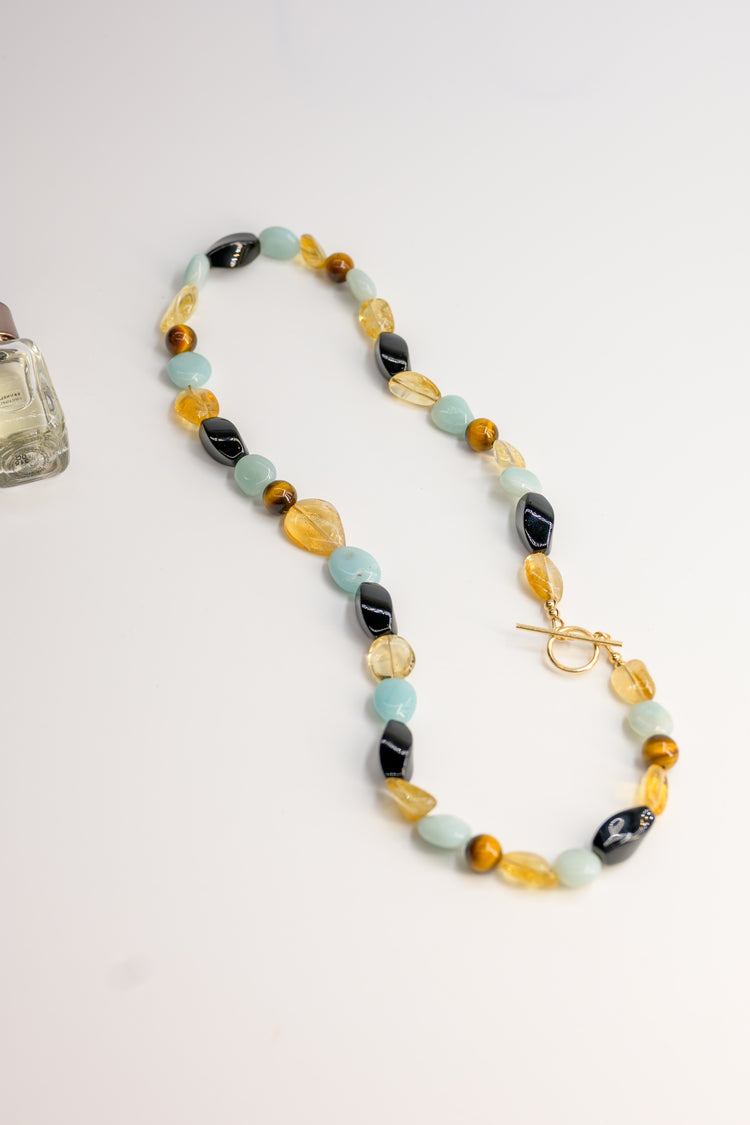 Empowered Vitality Necklace with Tiger Eye, Amazonite, Citrine, and Onyx