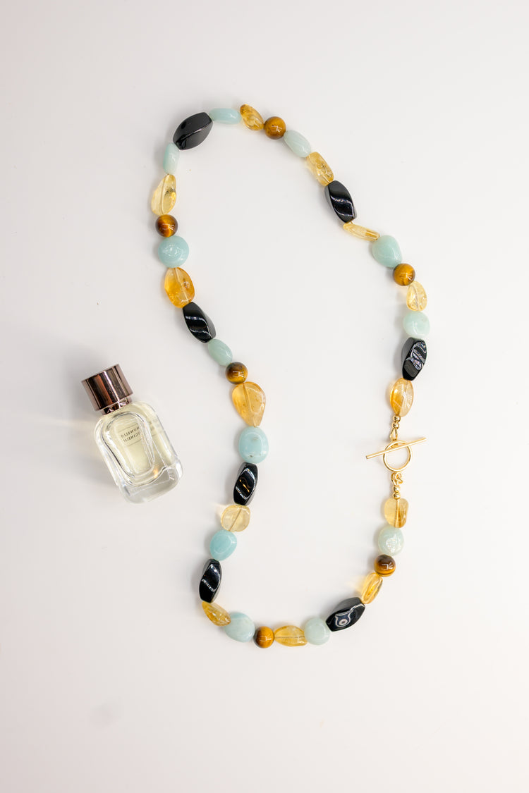 Empowered Vitality Necklace with Tiger Eye, Amazonite, Citrine, and Onyx