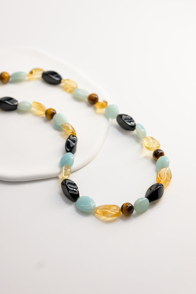 Empowered Vitality Necklace with Tiger Eye, Amazonite, Citrine, and Onyx
