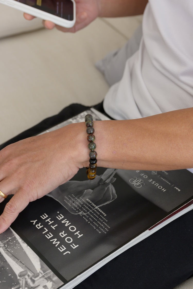 Golden Ambition Man Bracelet | Dragon Blood Jasper Tiger's Eye Onyx