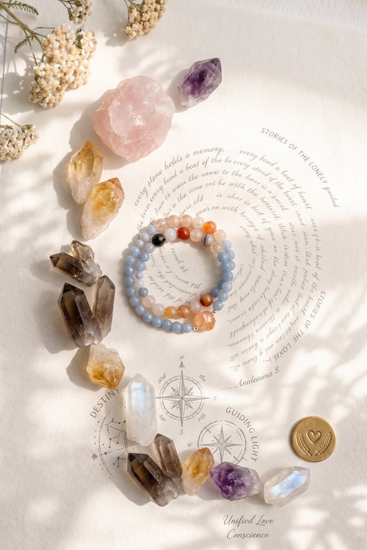 Each Follows Its Path, Await The Reset Bracelet | Madagascar Dendritic Agate Angelite (A) Red Rutilated Quartz