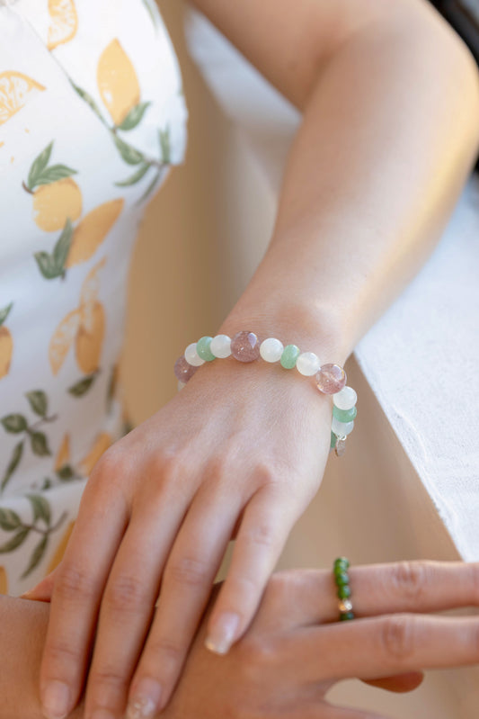 Eternal Youth Bracelet | Green Aventurine New Jade Strawberry Quartz