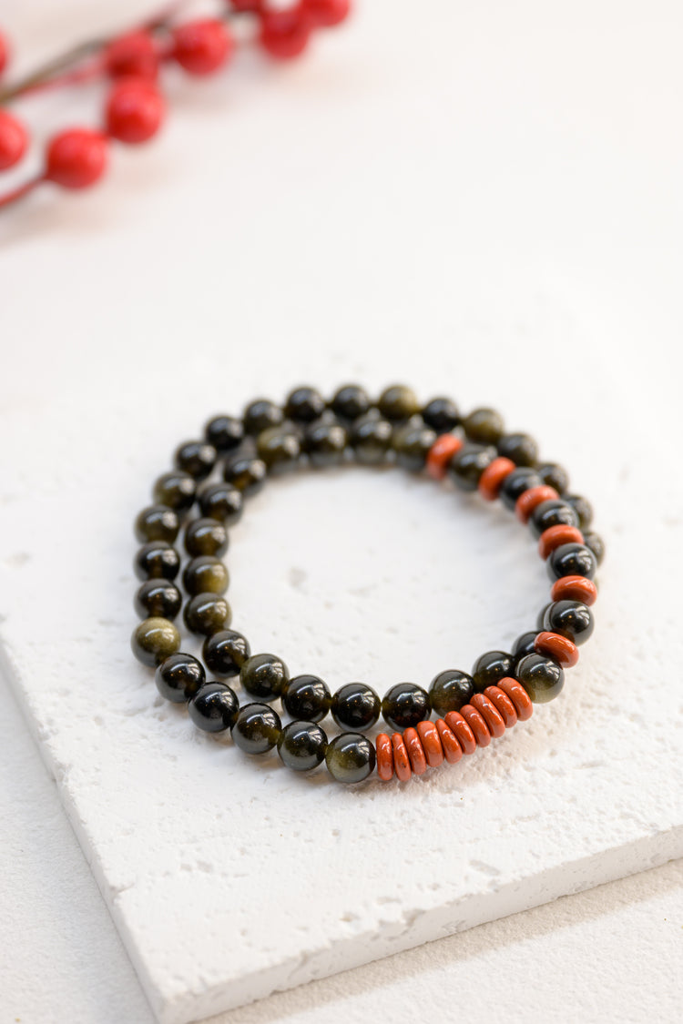Blessed Moment Bracelet | Golden Obsidian Red Jasper