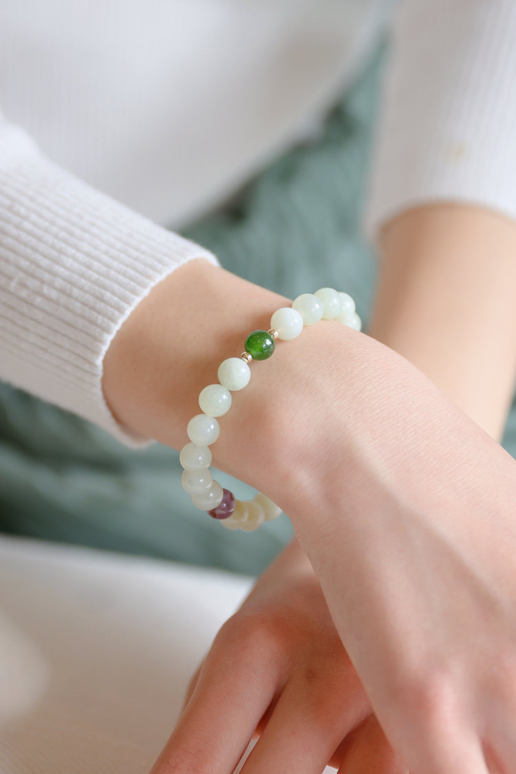 Fortune Flow Bracelet | Green Serpentine Canada B.C. Jade Citrine (A)