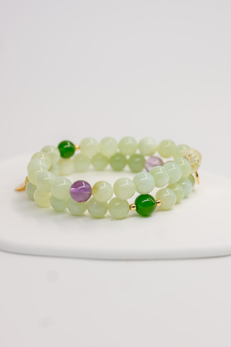 Fortune Flow Bracelet | Green Serpentine Canada B.C. Jade Citrine (A)