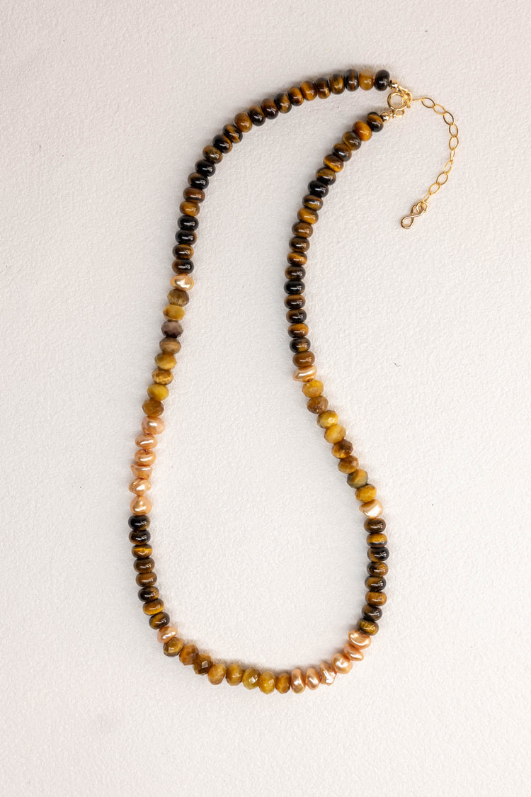 Honeyed Power Necklace | Blonde Tiger Eyes Butterscotch Pearl