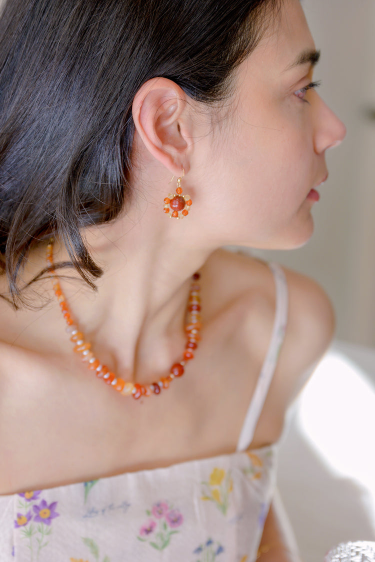 Desire's Glow Choker | Carnelian Freshwater Pearl
