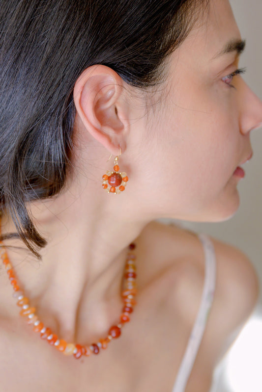 Little Sun Earrings | Red Snake Skin Jasper Citrine Carnelian