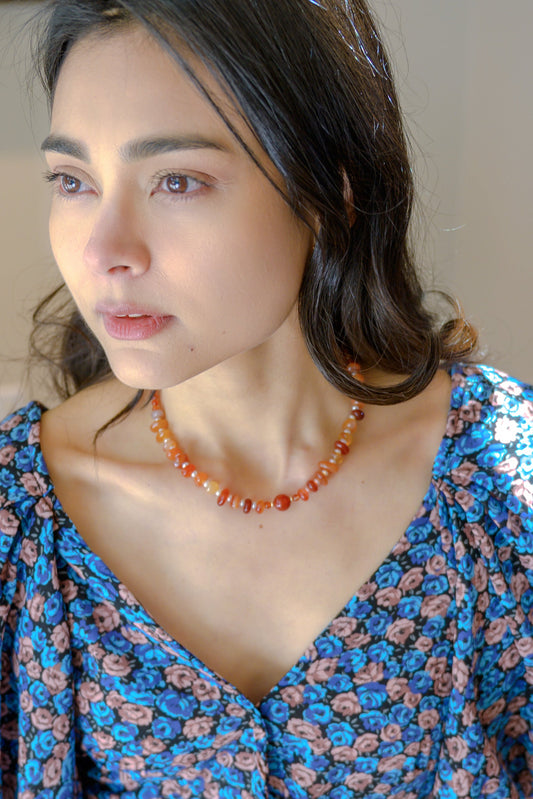 Desire's Glow Choker | Carnelian Freshwater Pearl