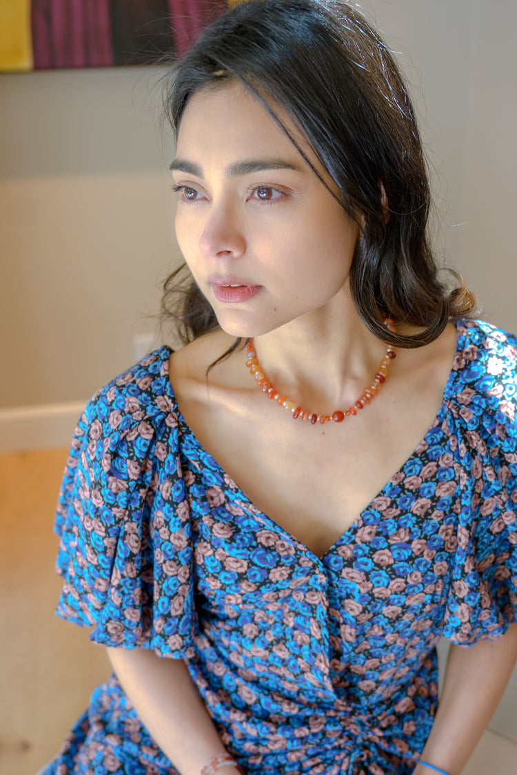 Desire's Glow Choker | Carnelian Freshwater Pearl