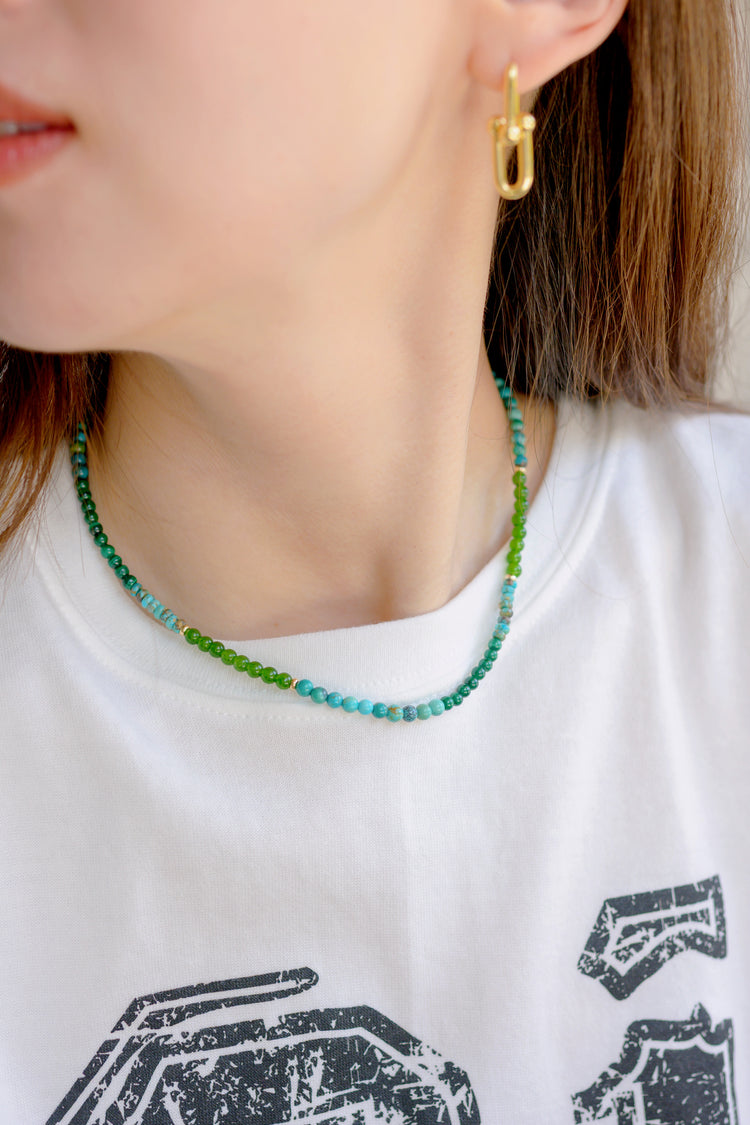Green Horizon Necklace | Hubei Turquoise (A) Malachite Canada B.C. Jade(AA)