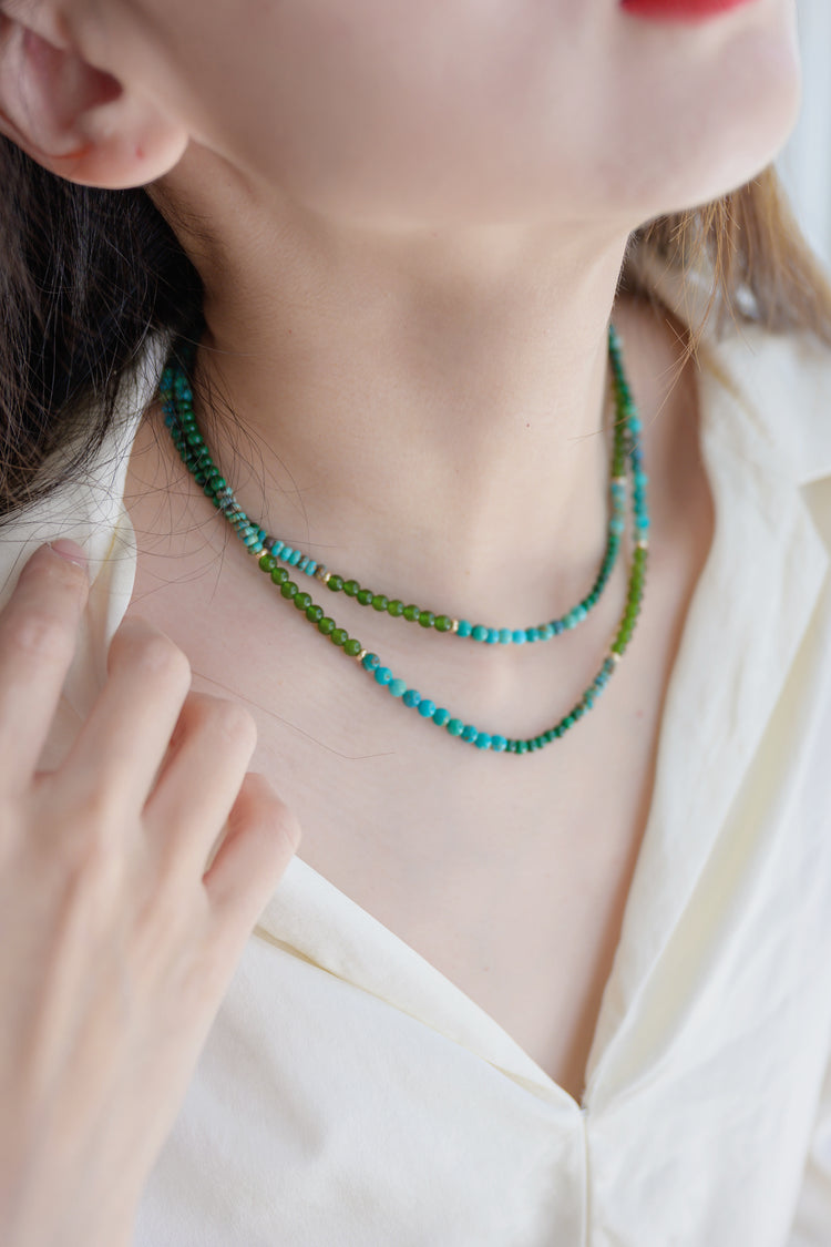 Green Horizon Necklace | Hubei Turquoise (A) Malachite Canada B.C. Jade(AA)