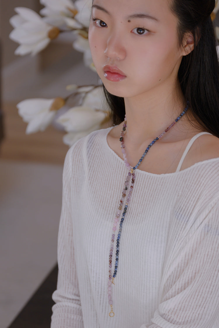 Lavender Lilac 7in1 Necklace Kunzite Purple Phantom Quartz