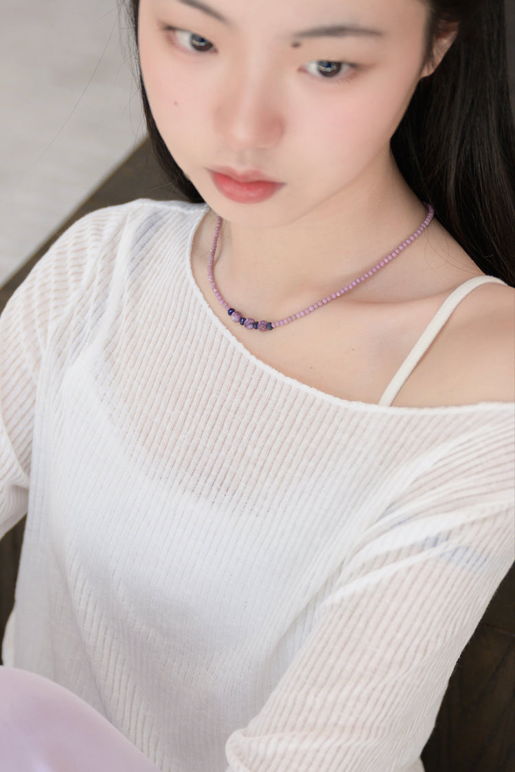 Basic1.0 | Phosphosiderite Brazlian Purple Muscovite  Lapis Necklace