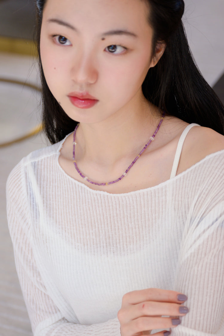 Basic1.0 | Amethyst Rock Crystal Citrine Necklace