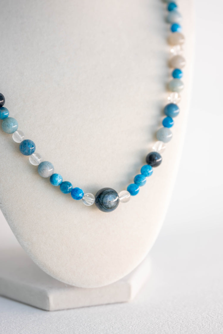 Intuitive Indigo Three-line Bracelet or Necklace | Trolleite Pacific Blue Apatite Kyanite