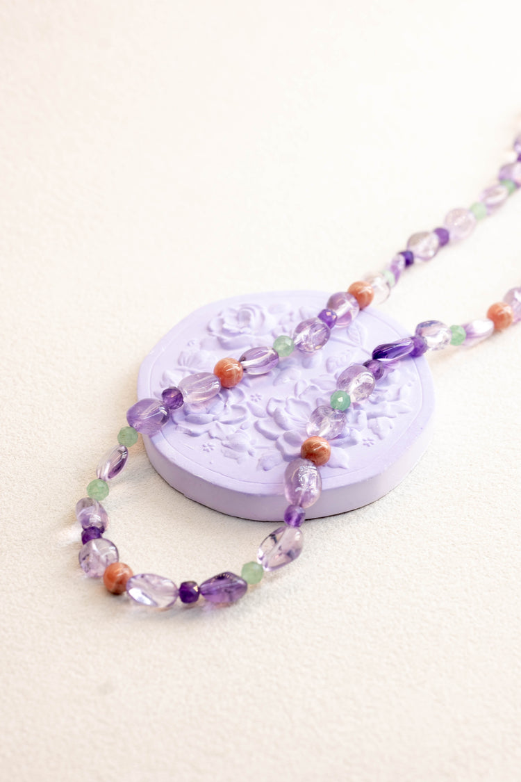 Lavender Horizon Necklace | Lavender Amethyst Rhodochrosite(A) Green Aventurine
