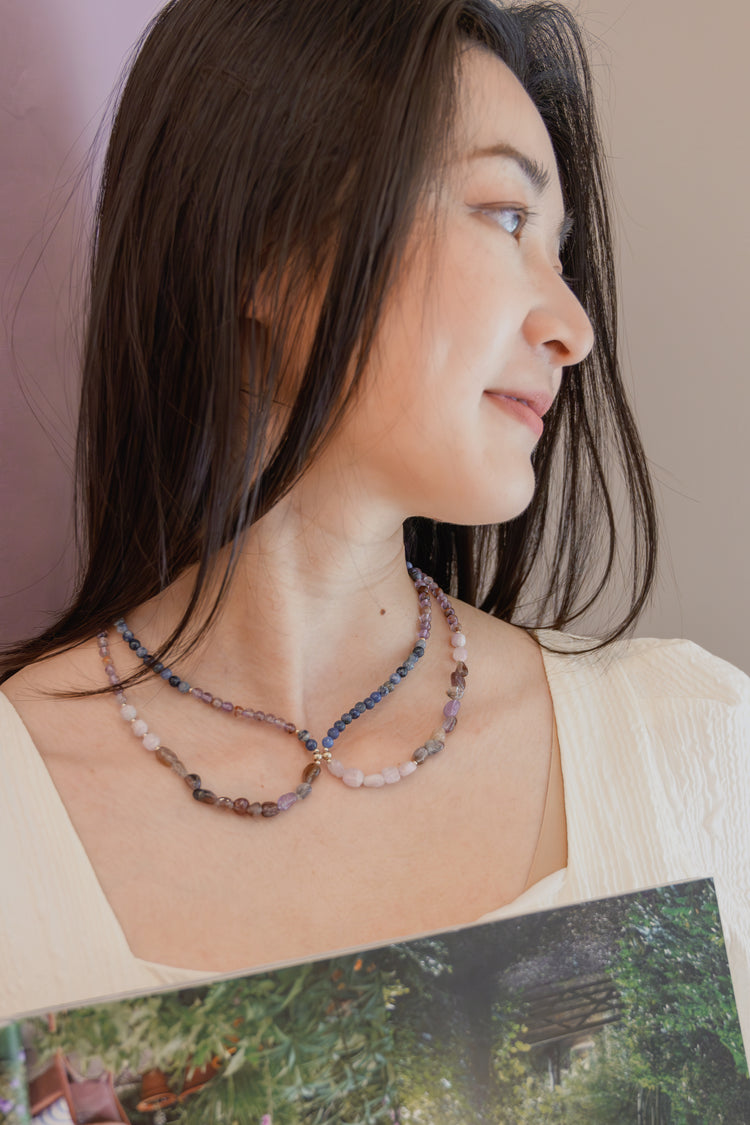 Lavender Lilac 7in1 Necklace Kunzite Purple Phantom Quartz