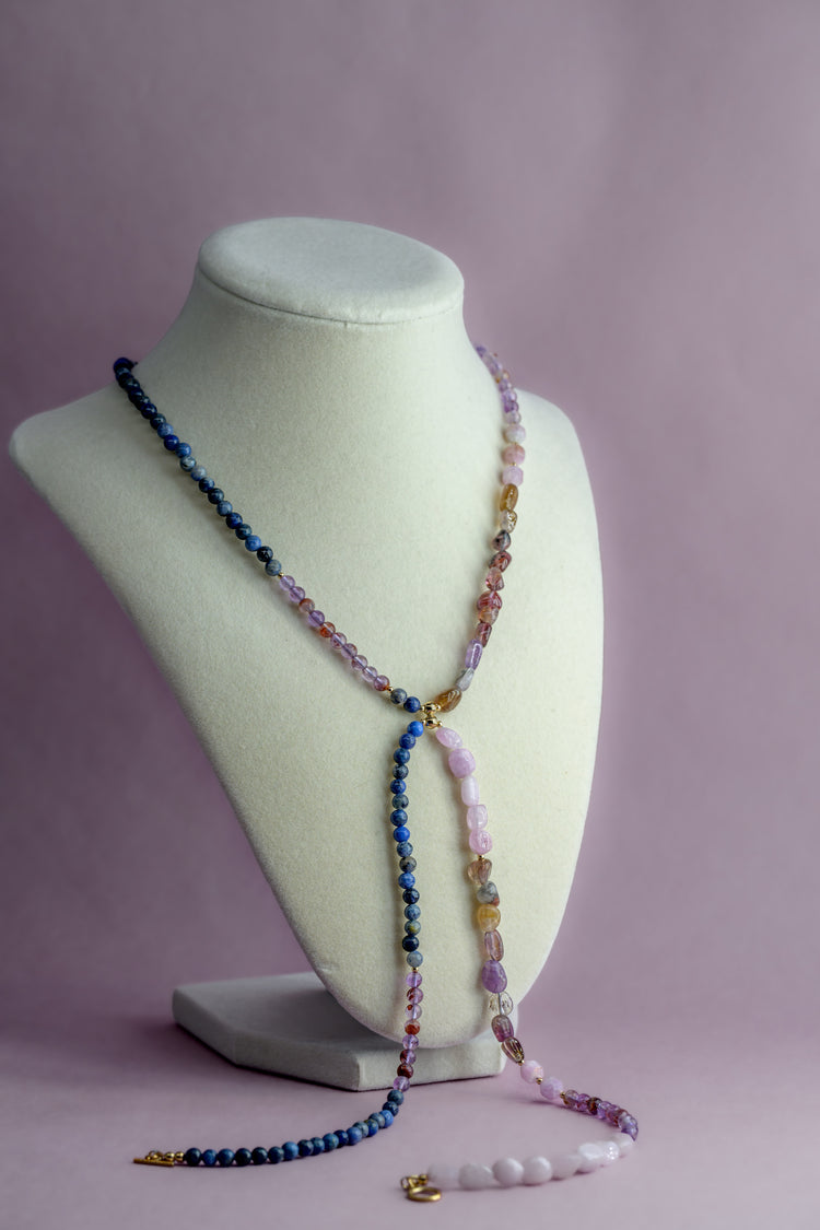 Lavender Lilac 7in1 Necklace Kunzite Purple Phantom Quartz