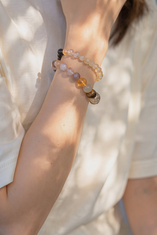 MoneyMoneyHome Double-lined Bracelet | Black Super Seven Rutilated Quartz Black Onyx