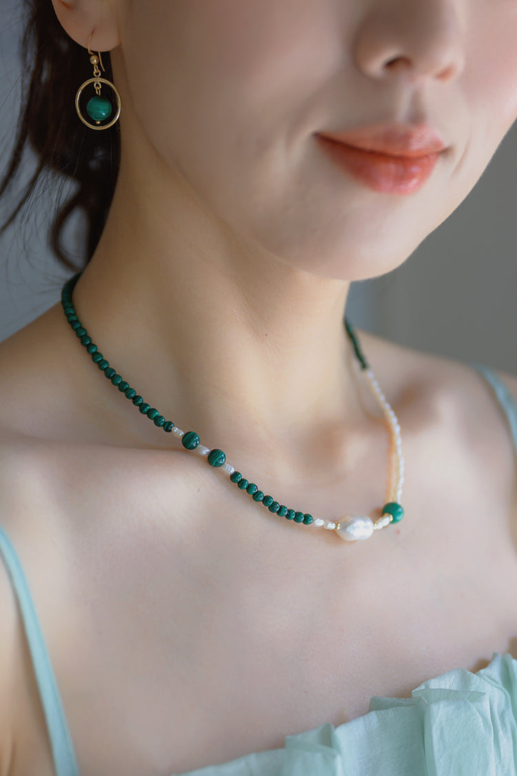 Moonbeam Dewdrop Malachite Jewelry Set