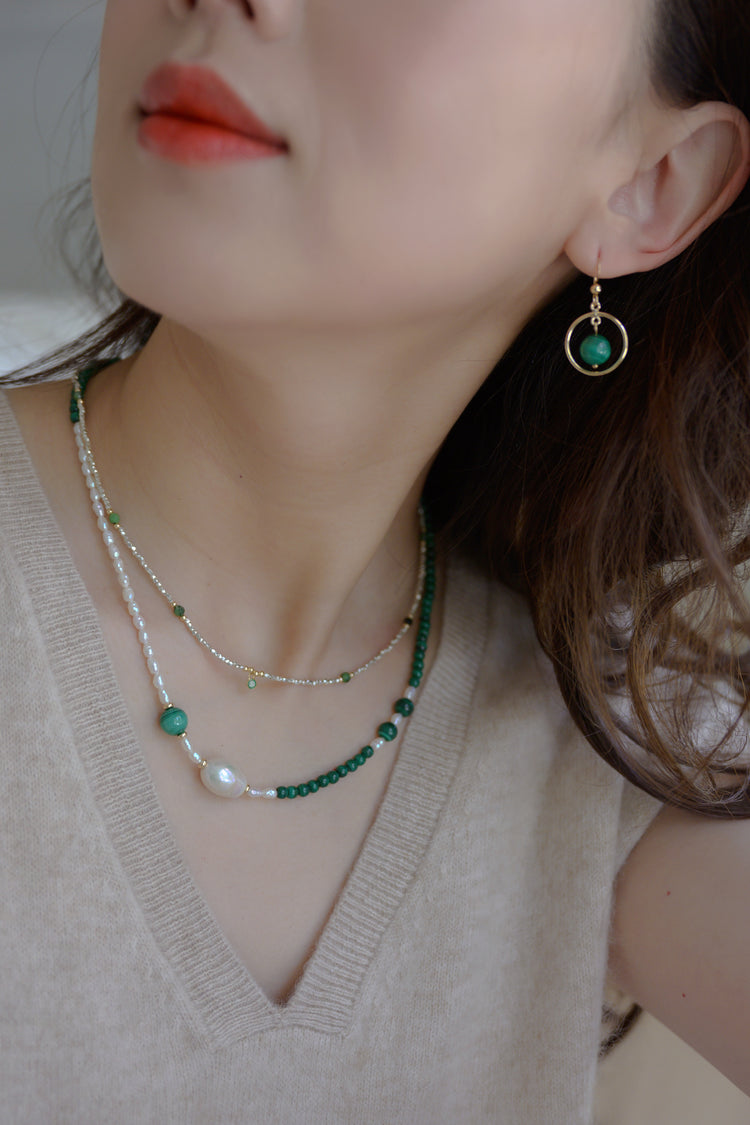 Moonbeam Dewdrop Malachite Jewelry Set