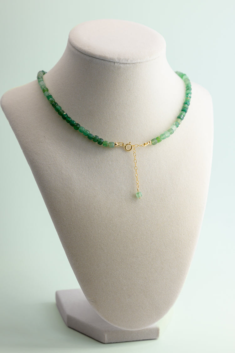 Mossy Glen Necklace Green Aventurine Shaded Cube