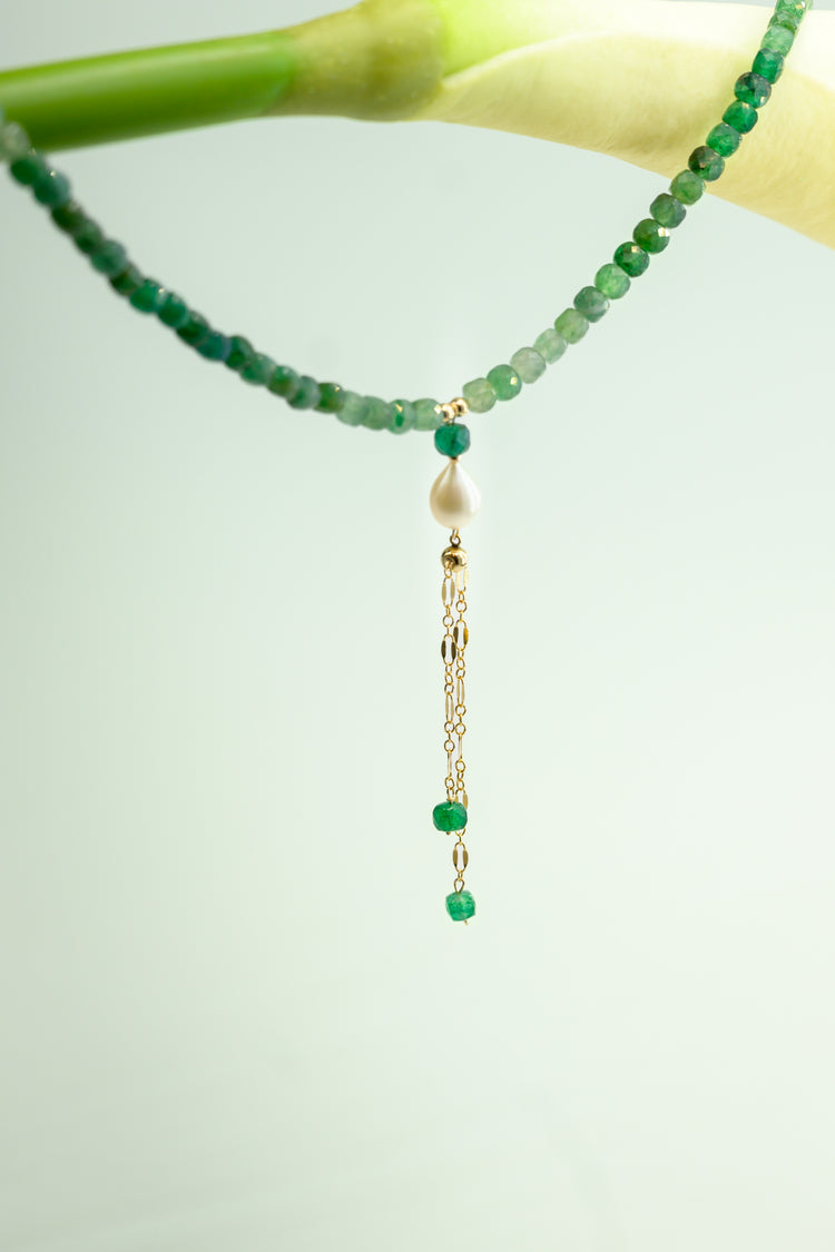 Mossy Glen Necklace Green Aventurine Shaded Cube