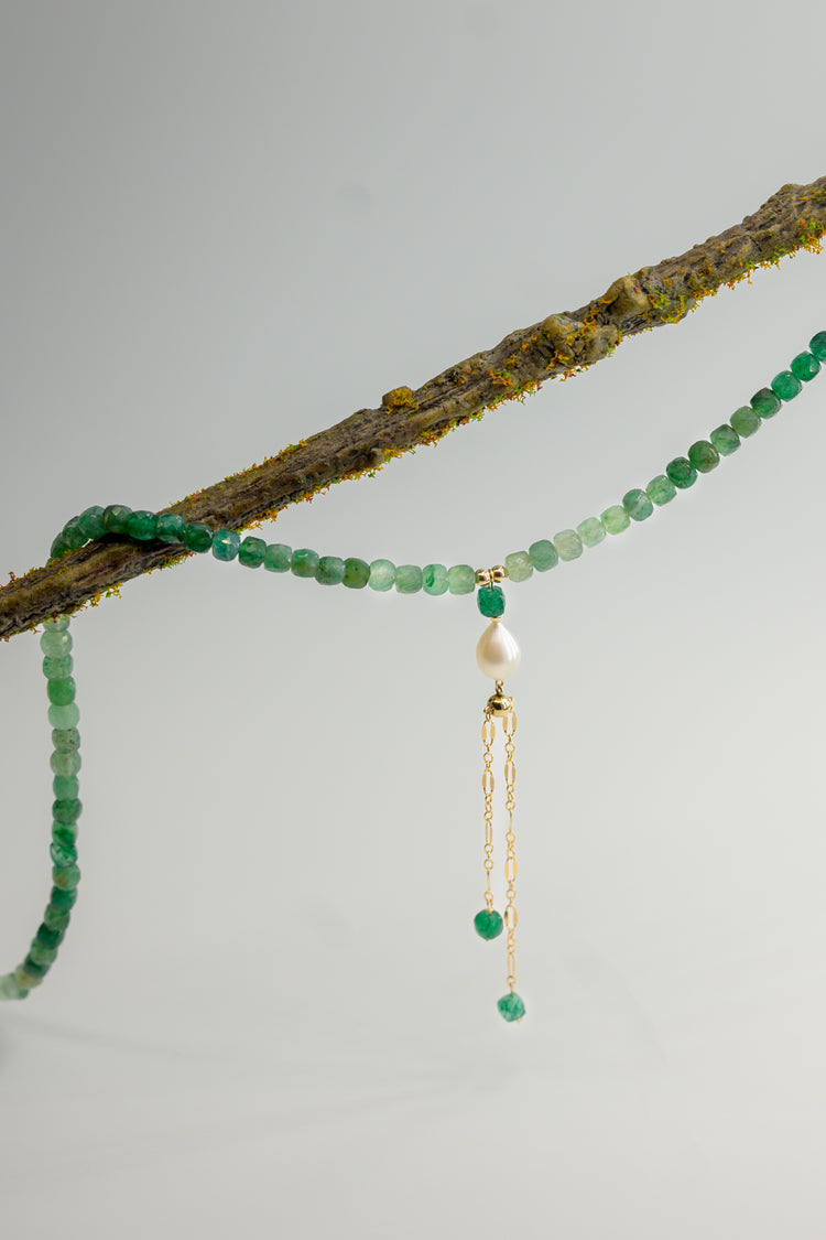 Mossy Glen Necklace Green Aventurine Shaded Cube