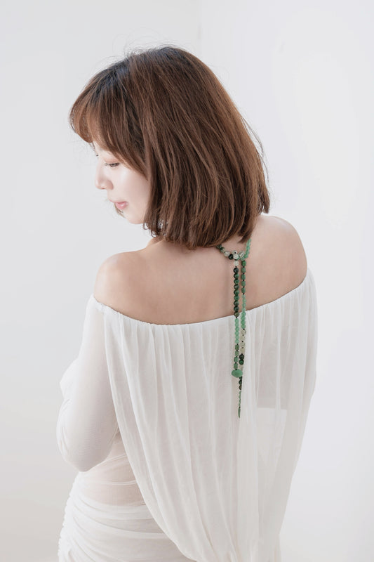 Muscovite Morning Mist Necklace | Green Aventurine(A) Muscovite Green Mica(A) Prehnite (w/ Rutile)