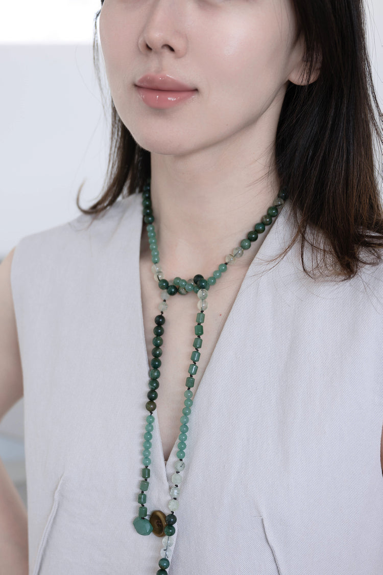 Muscovite Morning Mist Necklace | Green Aventurine(A) Muscovite Green Mica(A) Prehnite (w/ Rutile)
