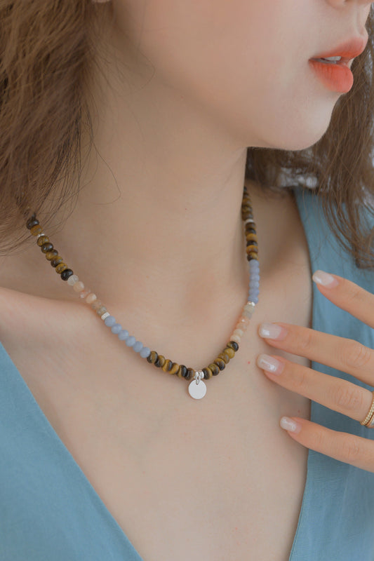 Ocean Sunset Necklace | Moonstone Tiger Eyes Angelite